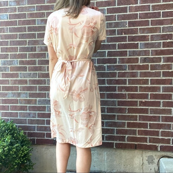 Vintage peachy tie waist floral dress medium - Picture 5 of 11